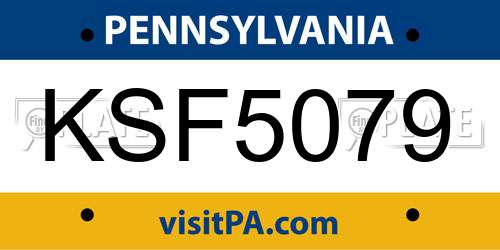 KSF5079 Pennsylvania License Plate