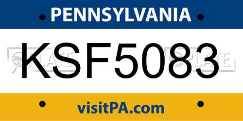 KSF5083 Pennsylvania License Plate