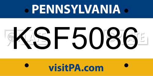 KSF5086 Pennsylvania License Plate