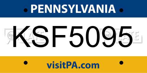 KSF5095 Pennsylvania License Plate