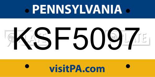 KSF5097 Pennsylvania License Plate