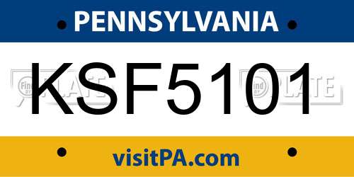 KSF5101 Pennsylvania License Plate