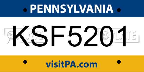 KSF5201 Pennsylvania License Plate