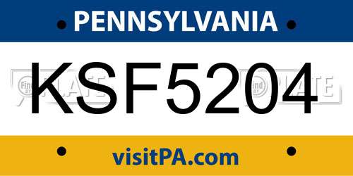 KSF5204 Pennsylvania License Plate