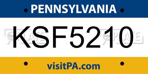 KSF5210 Pennsylvania License Plate