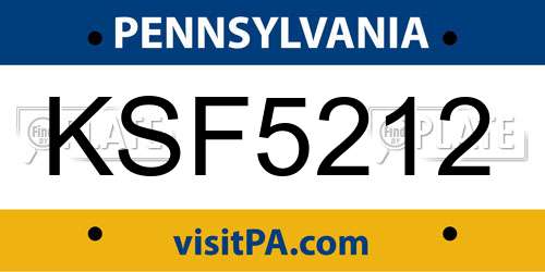KSF5212 Pennsylvania License Plate