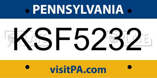 KSF5232 Pennsylvania License Plate