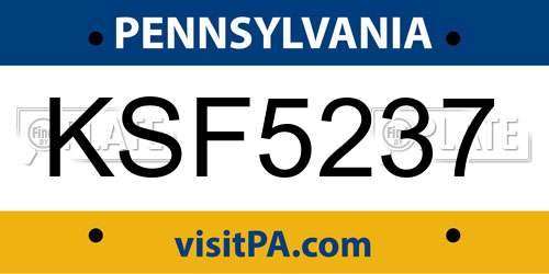 KSF5237 Pennsylvania License Plate