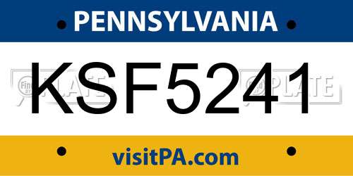 KSF5241 Pennsylvania License Plate