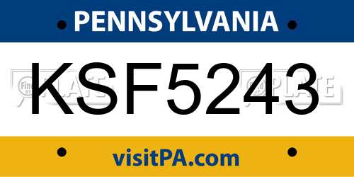 KSF5243 Pennsylvania License Plate