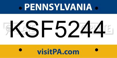 KSF5244 Pennsylvania License Plate