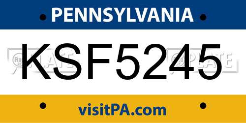 KSF5245 Pennsylvania License Plate