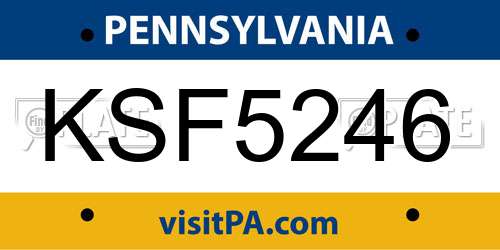 KSF5246 Pennsylvania License Plate