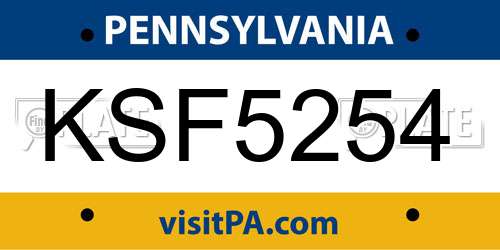 KSF5254 Pennsylvania License Plate