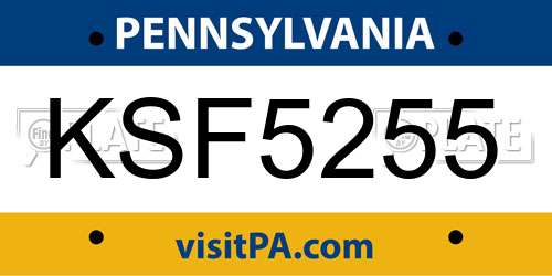 KSF5255 Pennsylvania License Plate