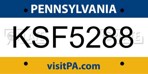 KSF5288 Pennsylvania License Plate