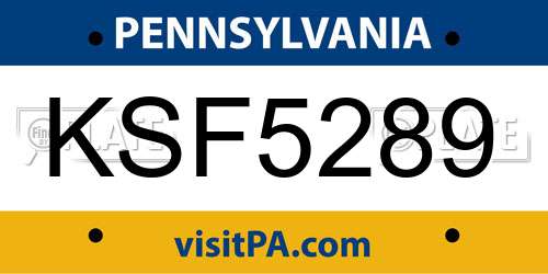 KSF5289 Pennsylvania License Plate