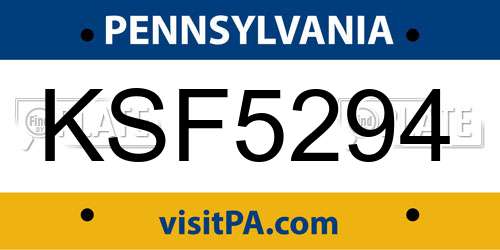 KSF5294 Pennsylvania License Plate