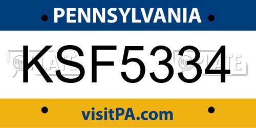 KSF5334 Pennsylvania License Plate
