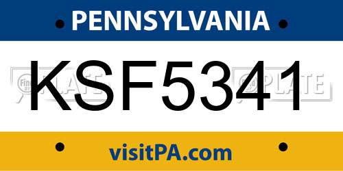 KSF5341 Pennsylvania License Plate