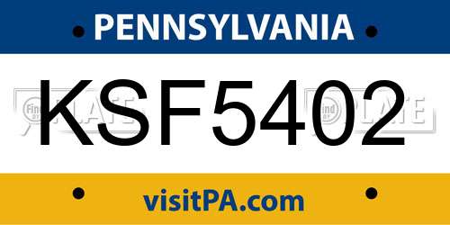 KSF5402 Pennsylvania License Plate