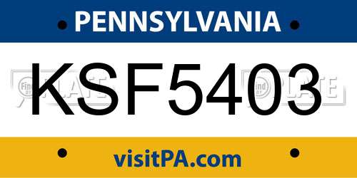 KSF5403 Pennsylvania License Plate