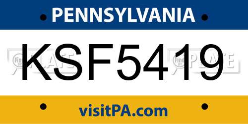 KSF5419 Pennsylvania License Plate