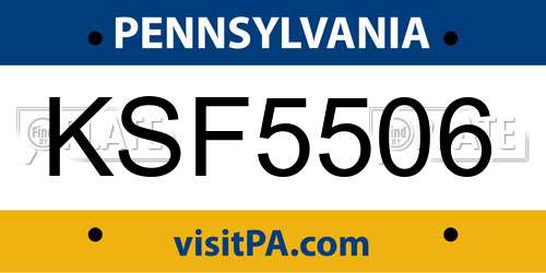 KSF5506 Pennsylvania License Plate