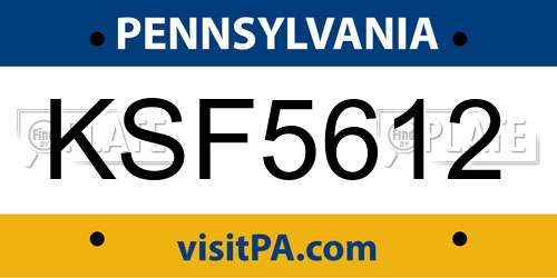KSF5612 Pennsylvania License Plate