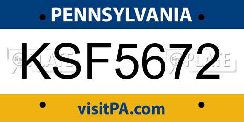 KSF5672 Pennsylvania License Plate
