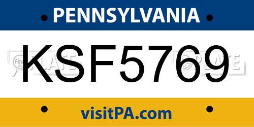 KSF5769 Pennsylvania License Plate