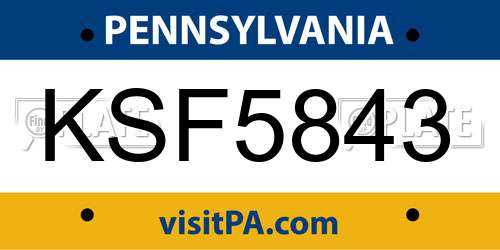 KSF5843 Pennsylvania License Plate