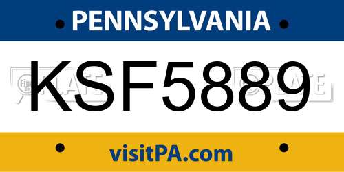 KSF5889 Pennsylvania License Plate