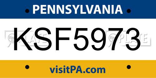 KSF5973 Pennsylvania License Plate
