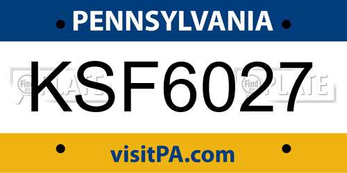 KSF6027 Pennsylvania License Plate