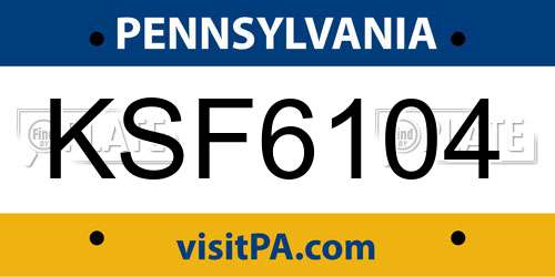 KSF6104 Pennsylvania License Plate