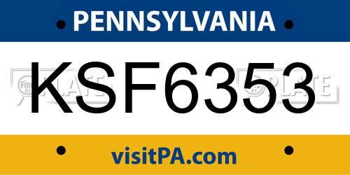 KSF6353 Pennsylvania License Plate