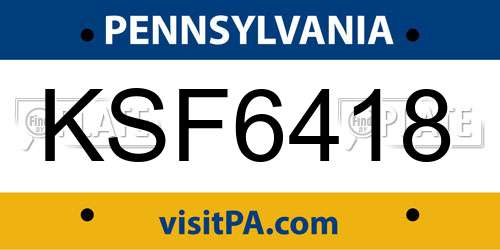 KSF6418 Pennsylvania License Plate