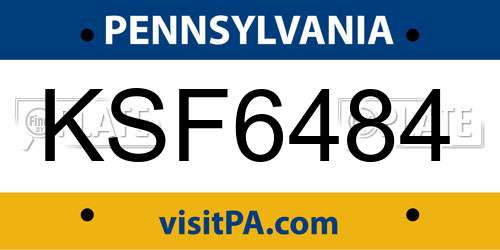 KSF6484 Pennsylvania License Plate