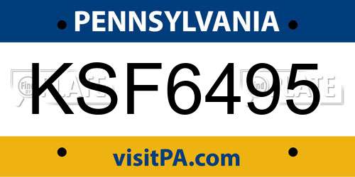 KSF6495 Pennsylvania License Plate