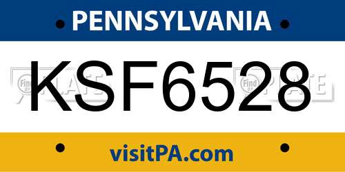 KSF6528 Pennsylvania License Plate