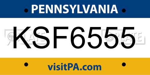 KSF6555 Pennsylvania License Plate