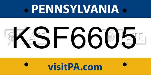 KSF6605 Pennsylvania License Plate