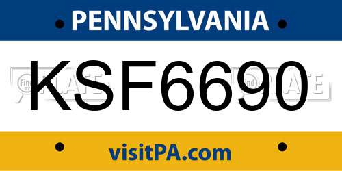 KSF6690 Pennsylvania License Plate