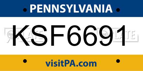 KSF6691 Pennsylvania License Plate