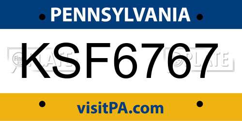 KSF6767 Pennsylvania License Plate