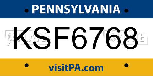 KSF6768 Pennsylvania License Plate