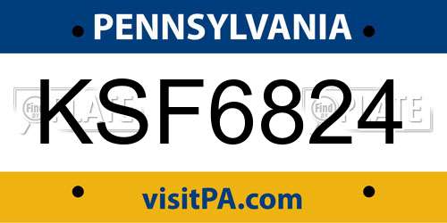 KSF6824 Pennsylvania License Plate