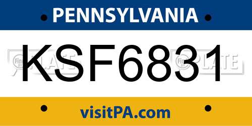 KSF6831 Pennsylvania License Plate