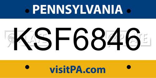 KSF6846 Pennsylvania License Plate